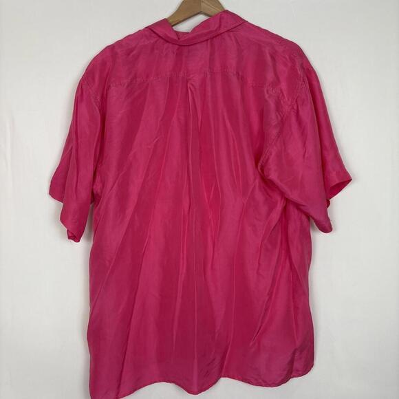 Bundle of Vintage Hot Pink 100% Silk Button Down Lightweight Collared Shirts | L - Picture 7 of 9